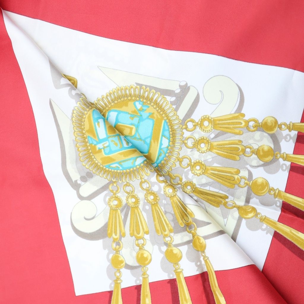 Hermes Carre 90 Decoration Red Silk Scarf — view 5