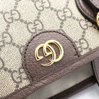 Gucci GG Supreme Ophidia Small Tote Bag Brown Leather Gold — view 6