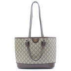 Gucci GG Supreme Ophidia Small Tote Bag Brown Leather Gold