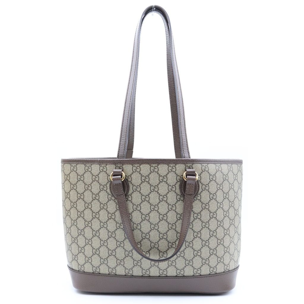 Gucci GG Supreme Ophidia Small Tote Bag Brown Leather Gold — view 2
