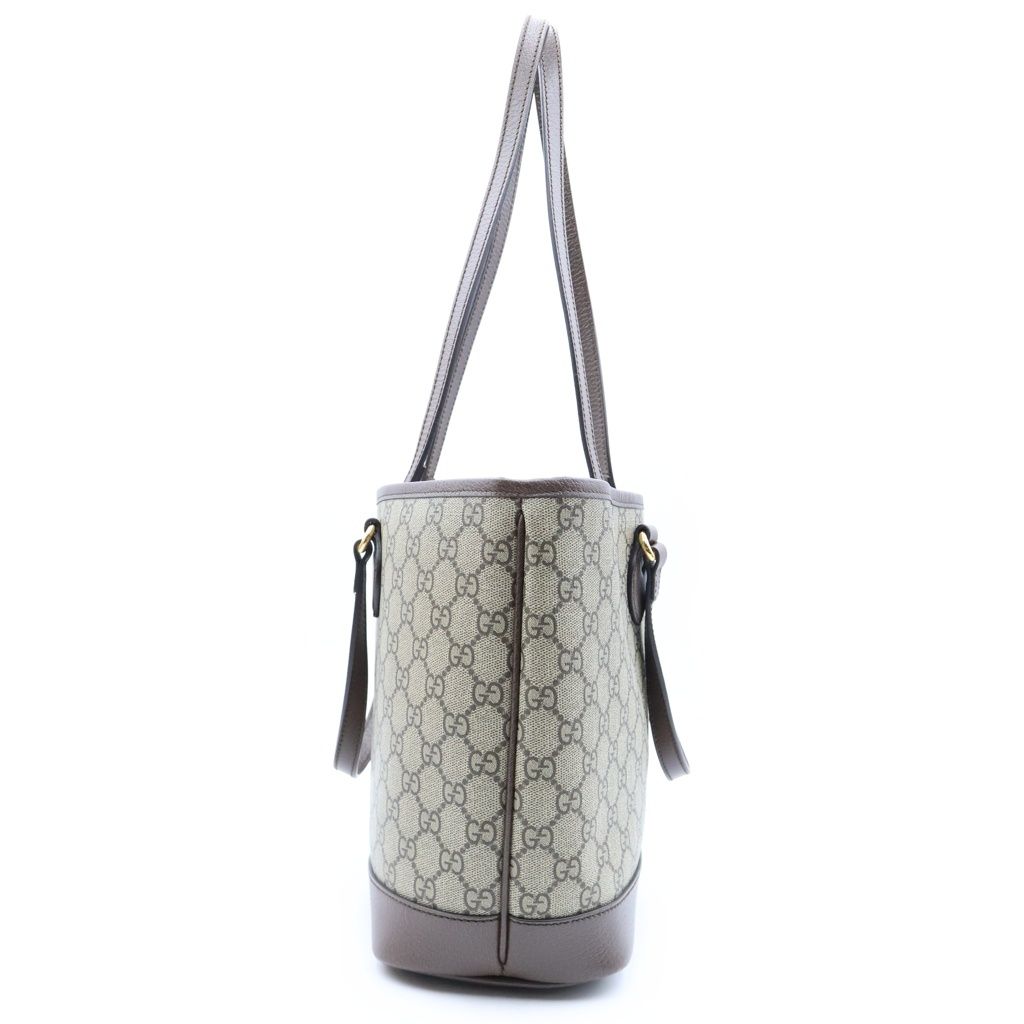 Gucci GG Supreme Ophidia Small Tote Bag Brown Leather Gold — view 3