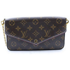 Louis Vuitton Monogram Pochette Felicie Chain Wallet on Shoulder Bag Brown