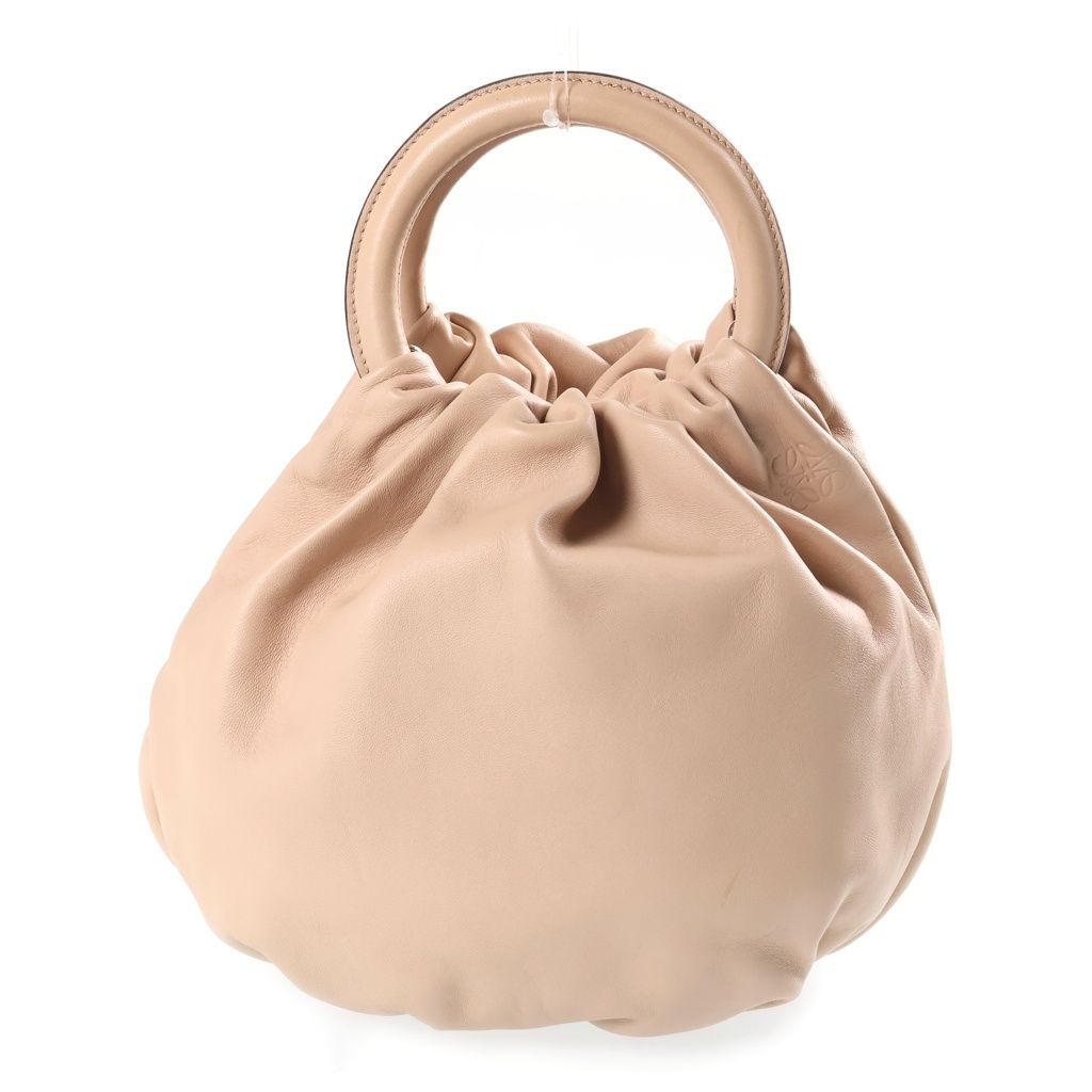 Loewe Bounce Anagram 2-Way Shoulder Bag Beige Leather Silver