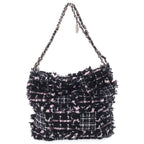 Chanel 22 2-Way Tote Chain Shoulder Bag Black Pink Leather Tweed Plate Silver — view 2