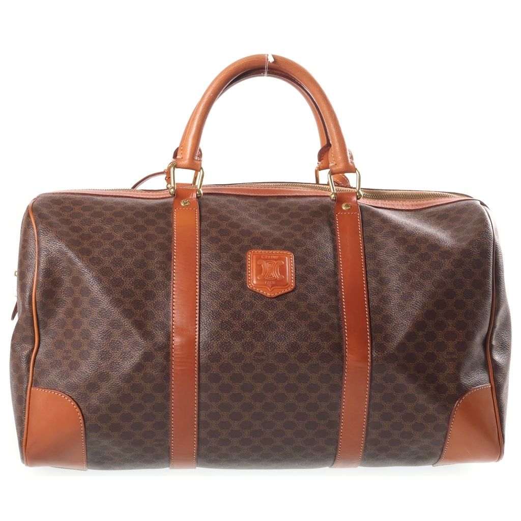 Celine Macadam Boston Bag Brown Leather Gold