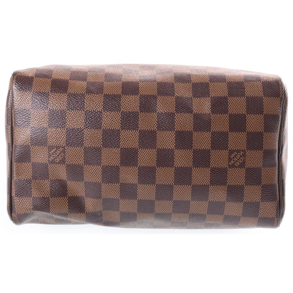 Louis Vuitton Damier Speedy 25 Boston Bag Brown Leather Gold — view 4