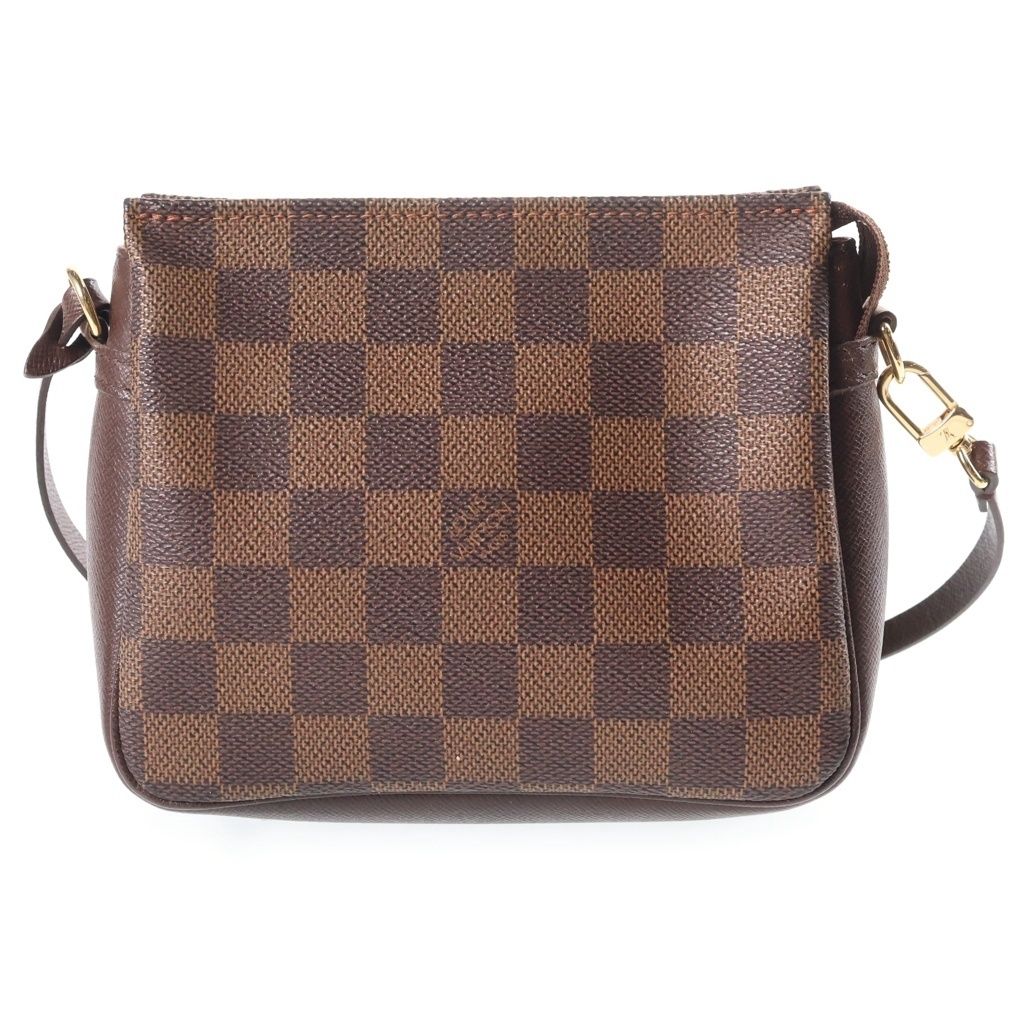 Louis Vuitton Damier Trousse Makeup Handbag Pouch Brown Leather