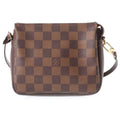 Louis Vuitton Damier Trousse Makeup Handbag Pouch Brown Leather
