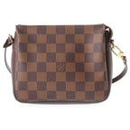 Louis Vuitton Damier Trousse Makeup Handbag Pouch Brown Leather