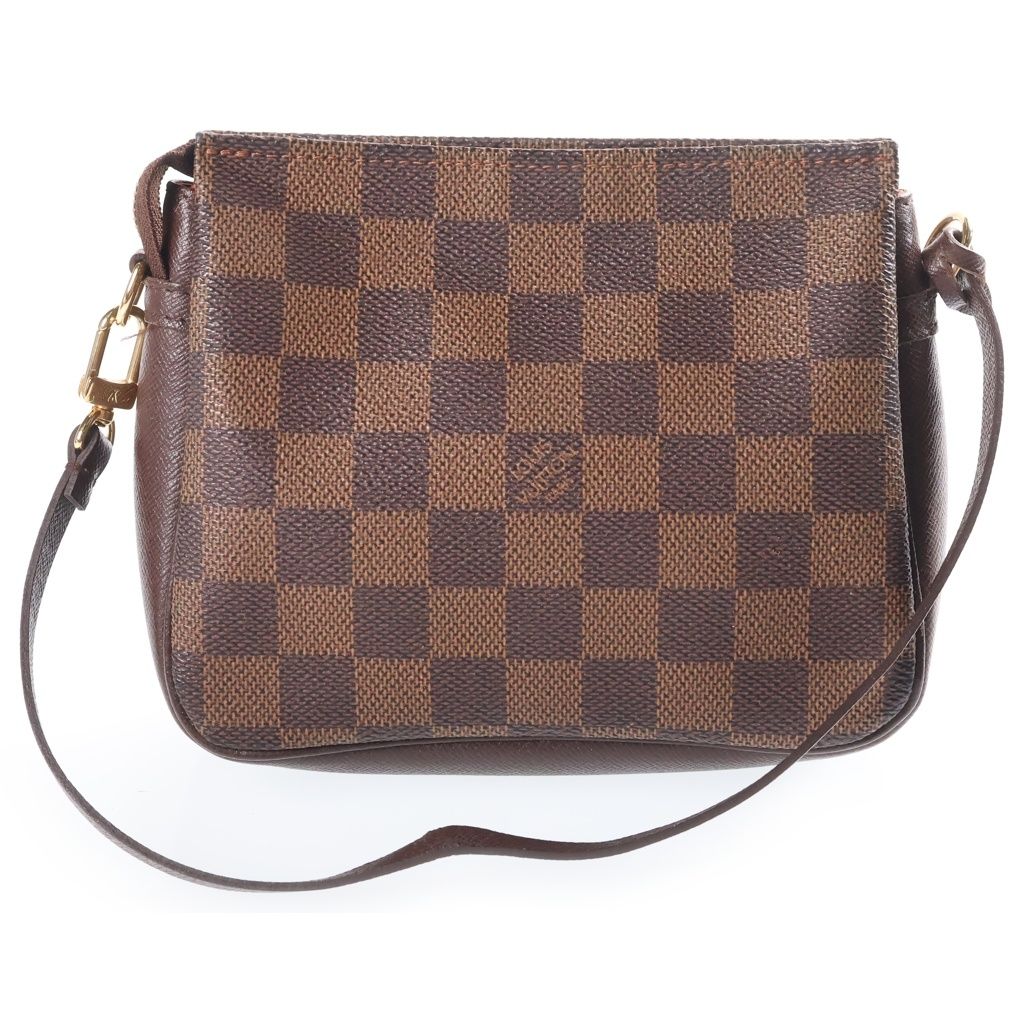 Louis Vuitton Damier Trousse Makeup Handbag Pouch Brown Leather — view 2
