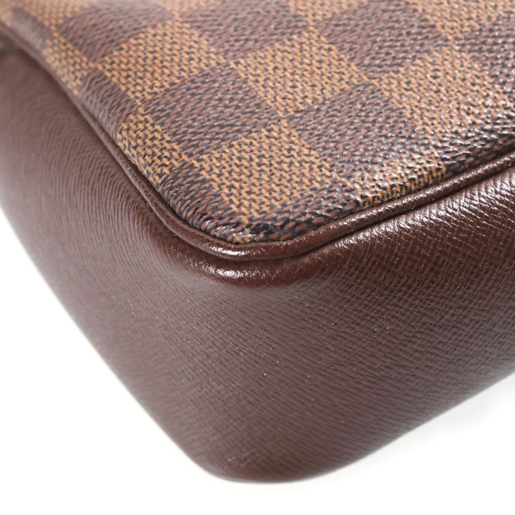 Louis Vuitton Damier Trousse Makeup Handbag Pouch Brown Leather — view 5