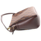 Louis Vuitton Damier Trousse Makeup Handbag Pouch Brown Leather — view 3