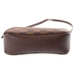 Louis Vuitton Damier Trousse Makeup Handbag Pouch Brown Leather — view 4