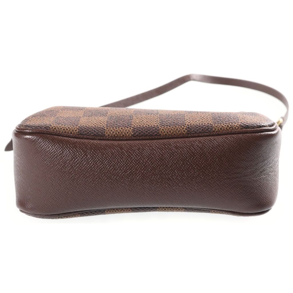 Louis Vuitton Damier Trousse Makeup Handbag Pouch Brown Leather — view 4