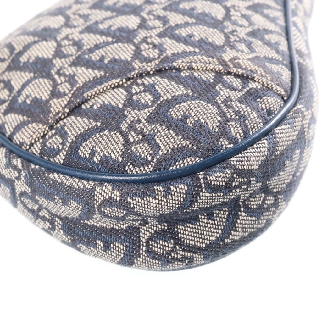 Dior Trotter Saddle Pouch Handbag Canvas Leather Navy — view 5