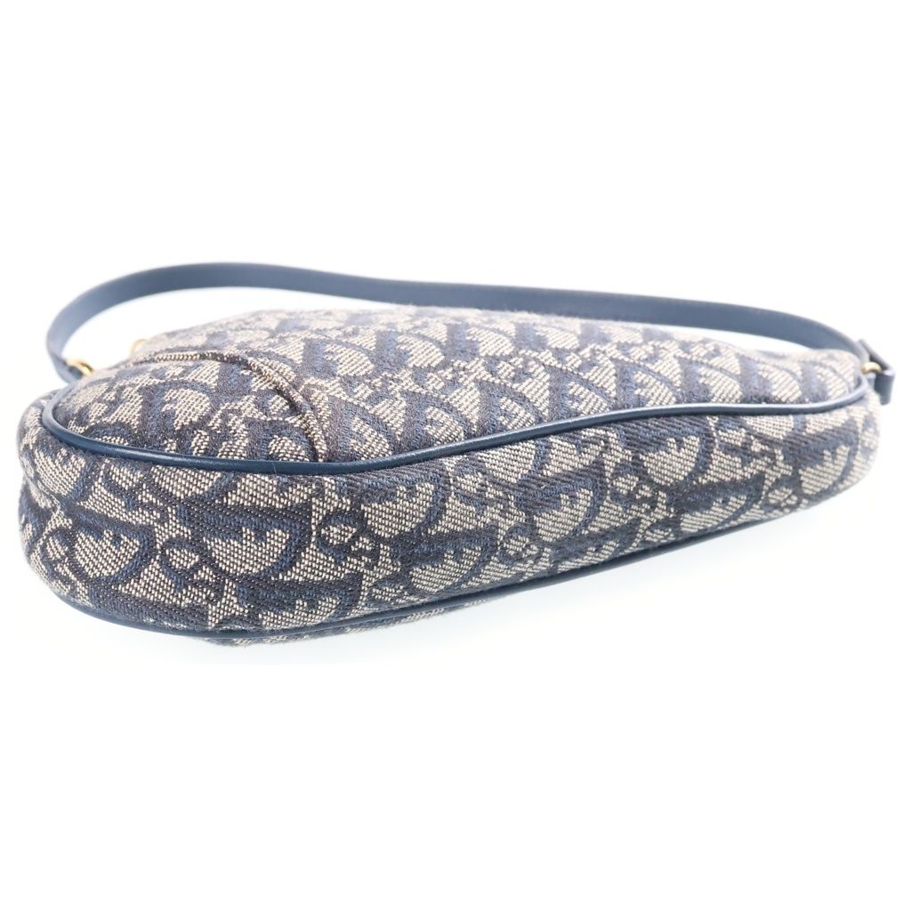 Dior Trotter Saddle Pouch Handbag Canvas Leather Navy — view 4