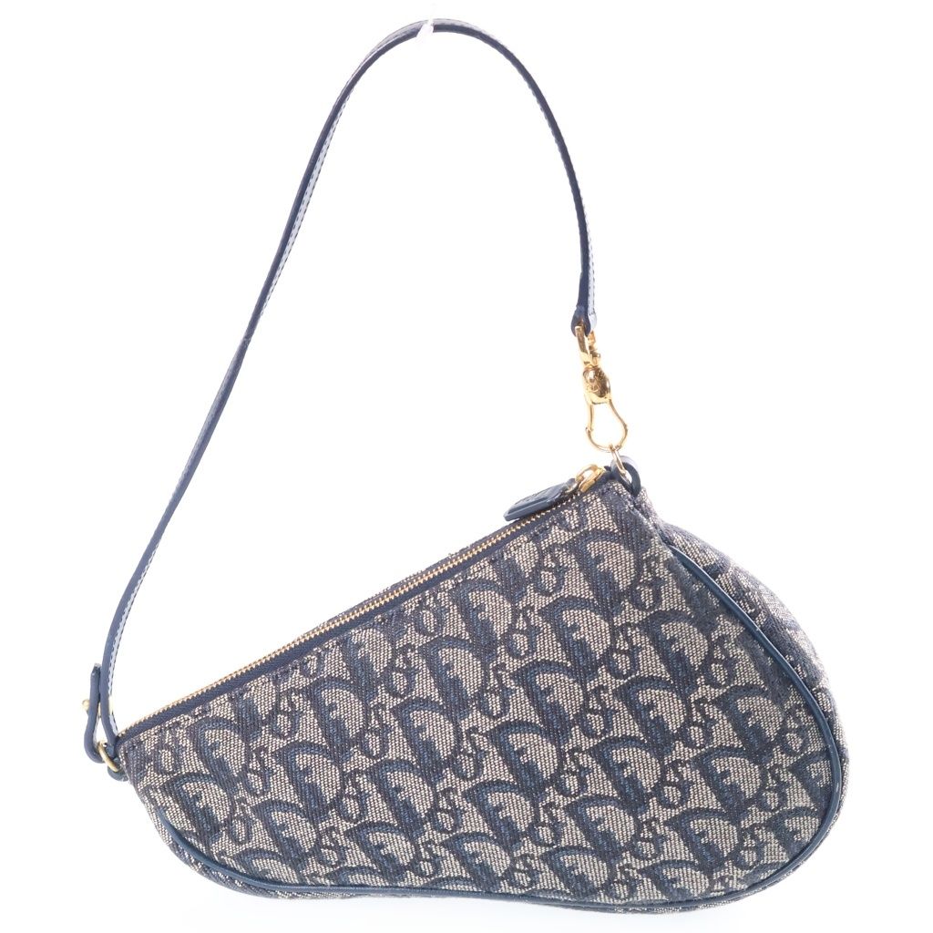 Dior Trotter Saddle Pouch Handbag Canvas Leather Navy — view 2