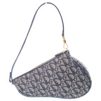 Dior Trotter Saddle Pouch Handbag Canvas Leather Navy — view 2