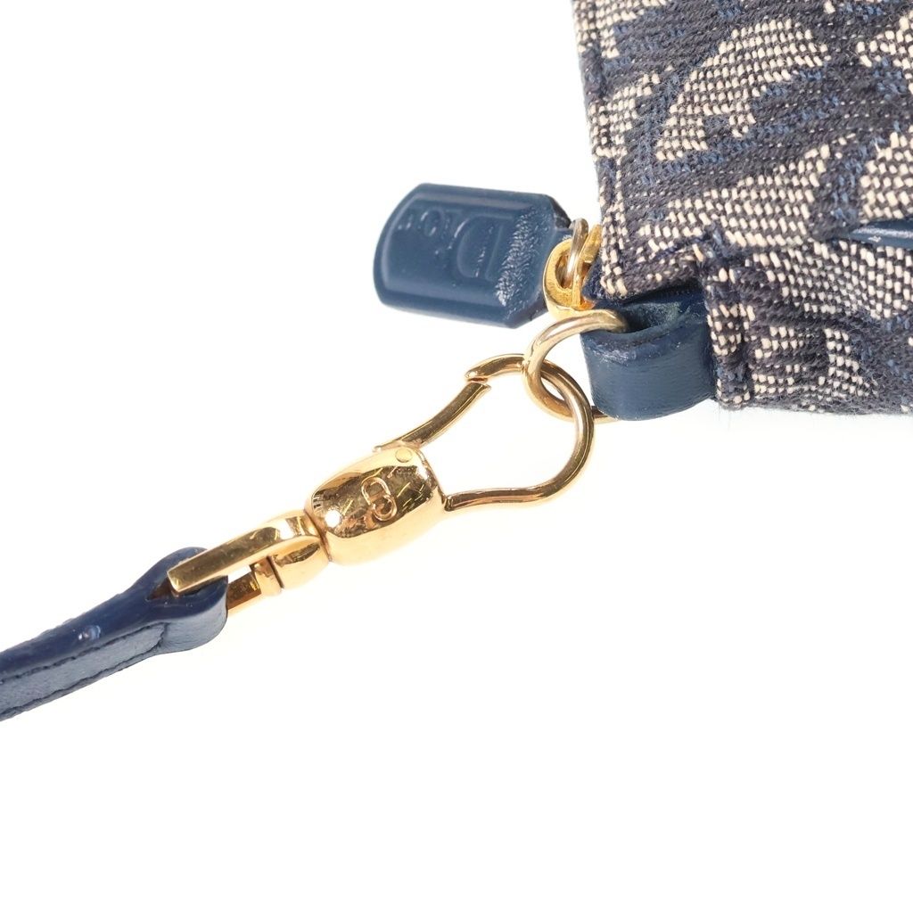Dior Trotter Saddle Pouch Handbag Canvas Leather Navy — view 6