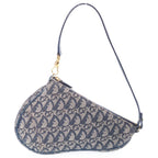 Dior Trotter Saddle Pouch Handbag Canvas Leather Navy