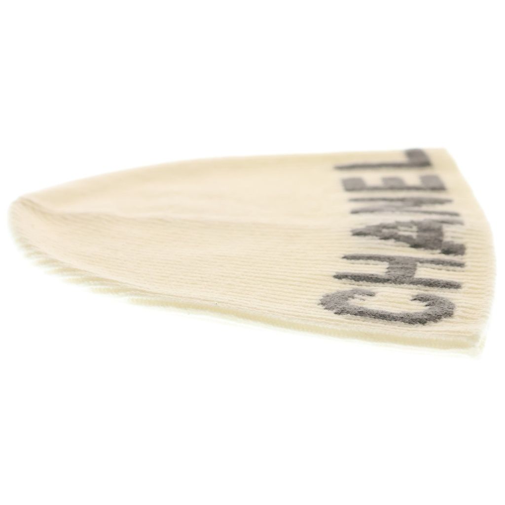 Chanel Logo Cashmere Knit Hat Beanie Ivory — view 3