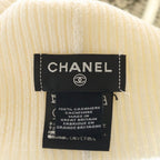 Chanel Logo Cashmere Knit Hat Beanie Ivory — view 6