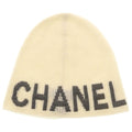 Chanel Logo Cashmere Knit Hat Beanie Ivory