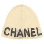 Chanel Logo Cashmere Knit Hat Beanie Ivory