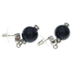 Chanel CC Logo Rhinestone Ball Earrings Silver Black — view 4