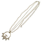 Chanel CC Logo Circle Pearl Necklace Metal Gold Faux Rhinestone with Bean Box — view 2