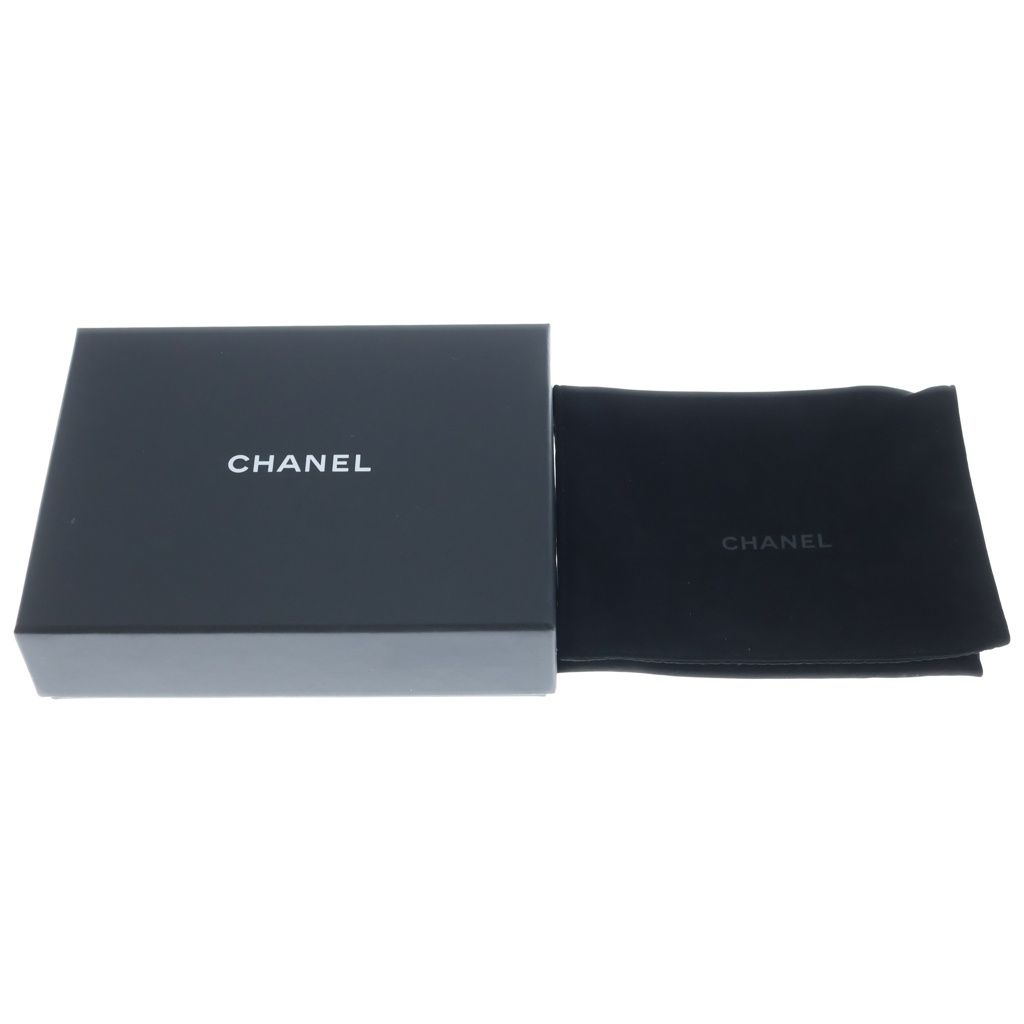 Chanel CC Logo Quilted Compact Wallet Trifold Caviar Leather Black Gold Seal — view 6