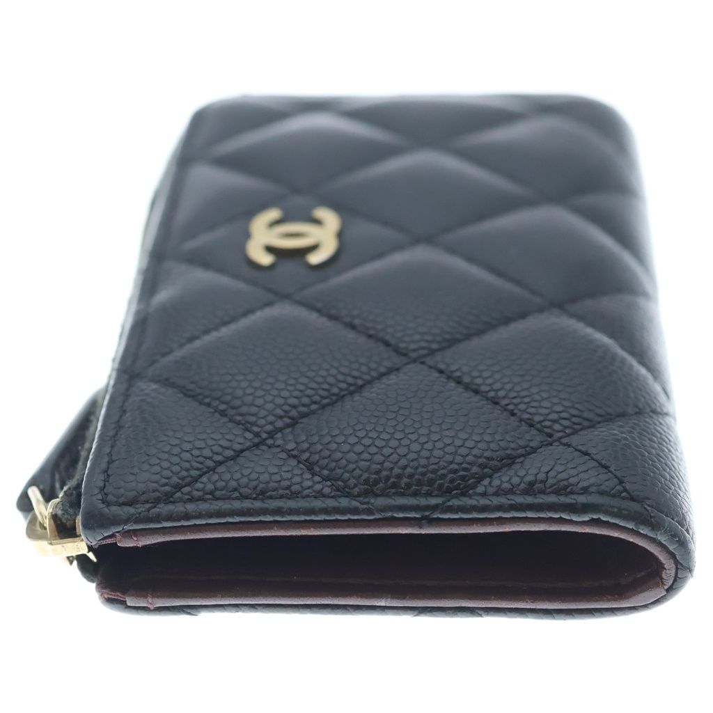 Chanel CC Logo Quilted Coin Purse Caviar Leather Black Gold Seal Card — view 3