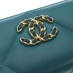 Chanel 19 CC Logo Lambskin GD Zippy Coin Case Light Blue — view 5