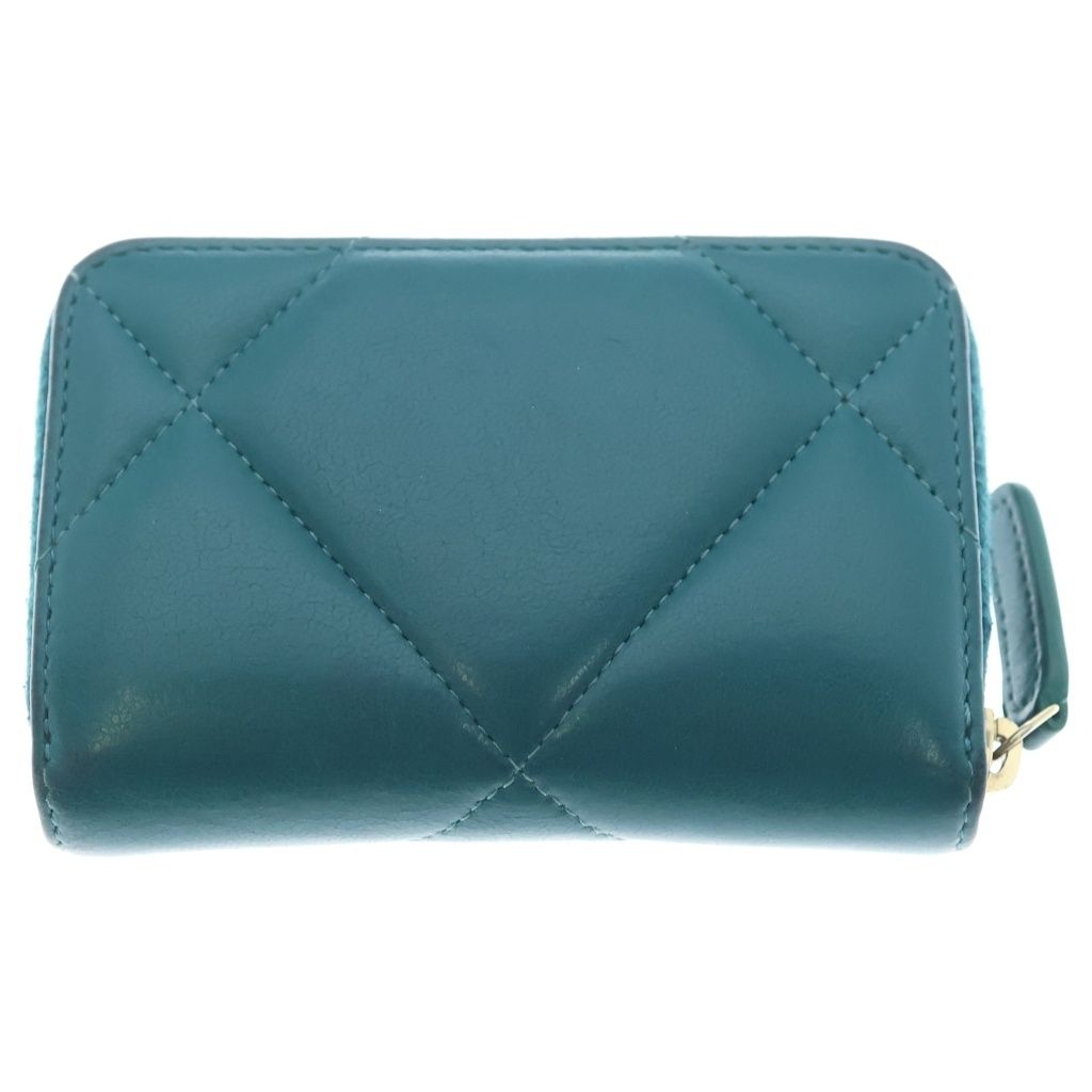 Chanel 19 CC Logo Lambskin GD Zippy Coin Case Light Blue — view 2