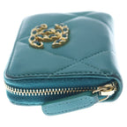 Chanel 19 CC Logo Lambskin GD Zippy Coin Case Light Blue — view 3