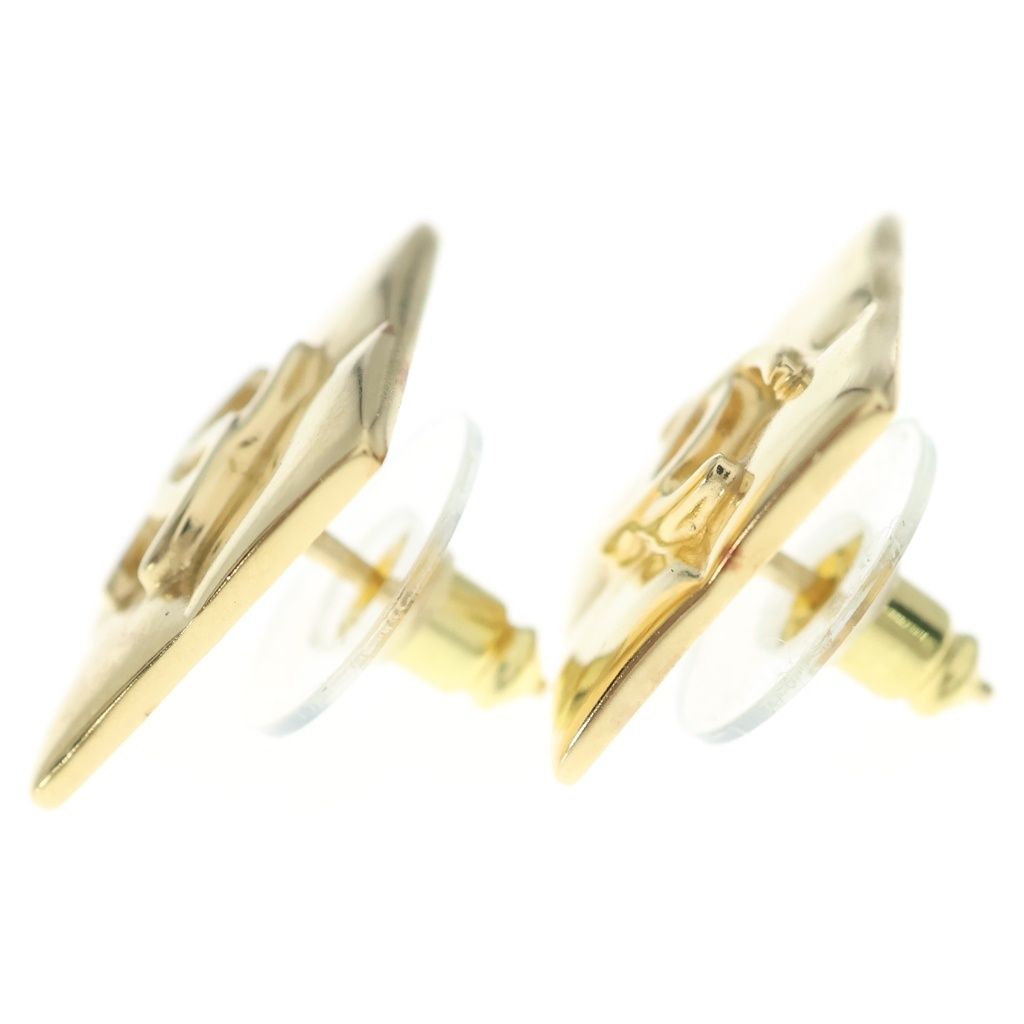 Chanel CC Logo Quilted Square Stud Earrings Gold — view 3