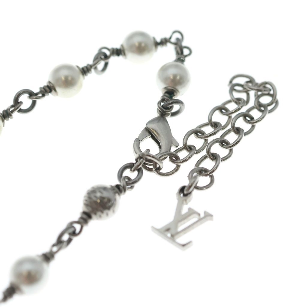 Louis Vuitton LV Pearl Monogram Chain Necklace Silver — view 4