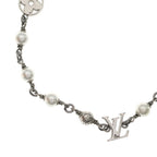 Louis Vuitton LV Pearl Monogram Chain Necklace Silver