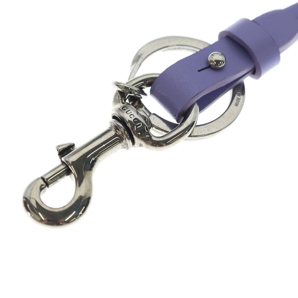 Gucci Flower Charm Key Holder Leather Purple — view 5