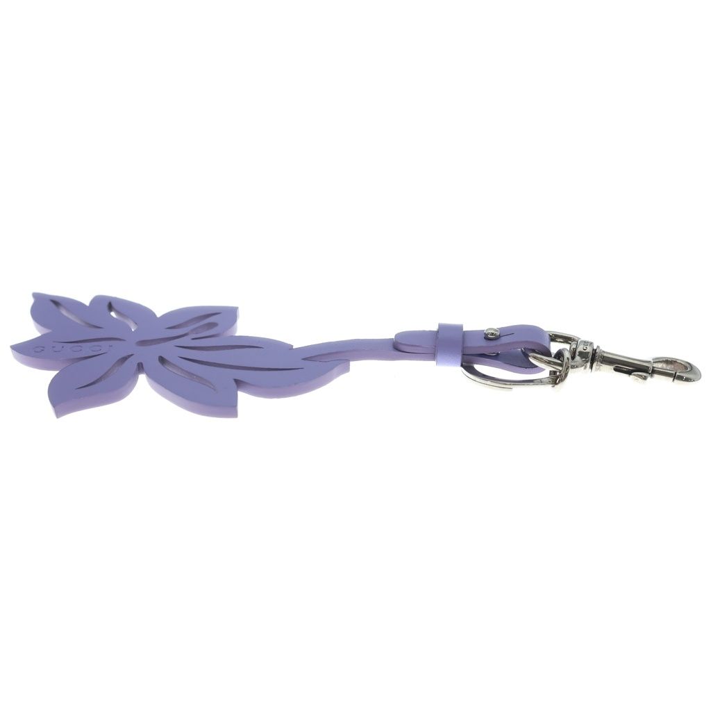 Gucci Flower Charm Key Holder Leather Purple — view 3