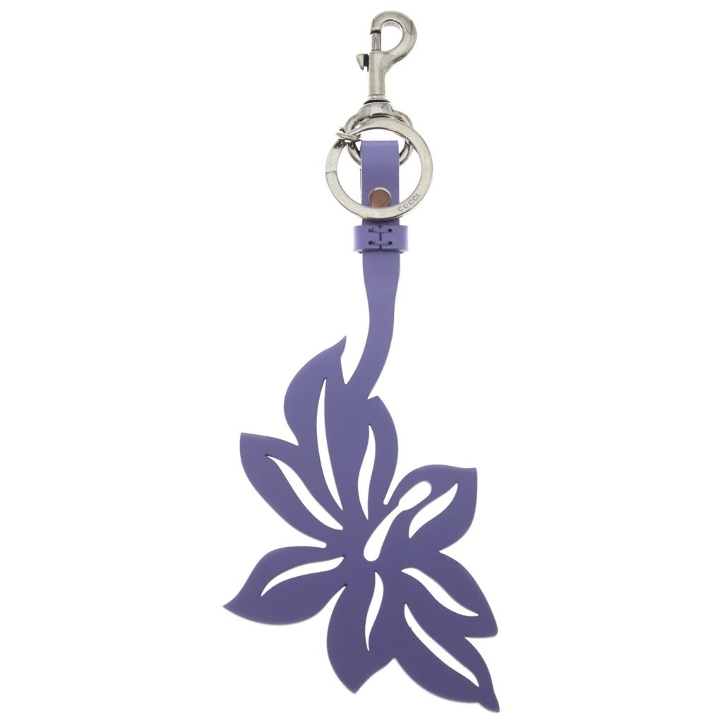 Gucci Flower Charm Key Holder Leather Purple — view 2