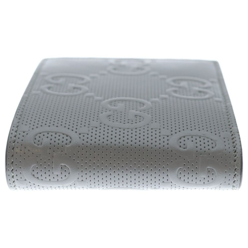 Gucci GG Embossed Leather Compact Wallet Bifold Gray — view 3
