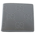 Gucci GG Embossed Leather Compact Wallet Bifold Gray