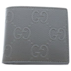 Gucci GG Embossed Leather Compact Wallet Bifold Gray