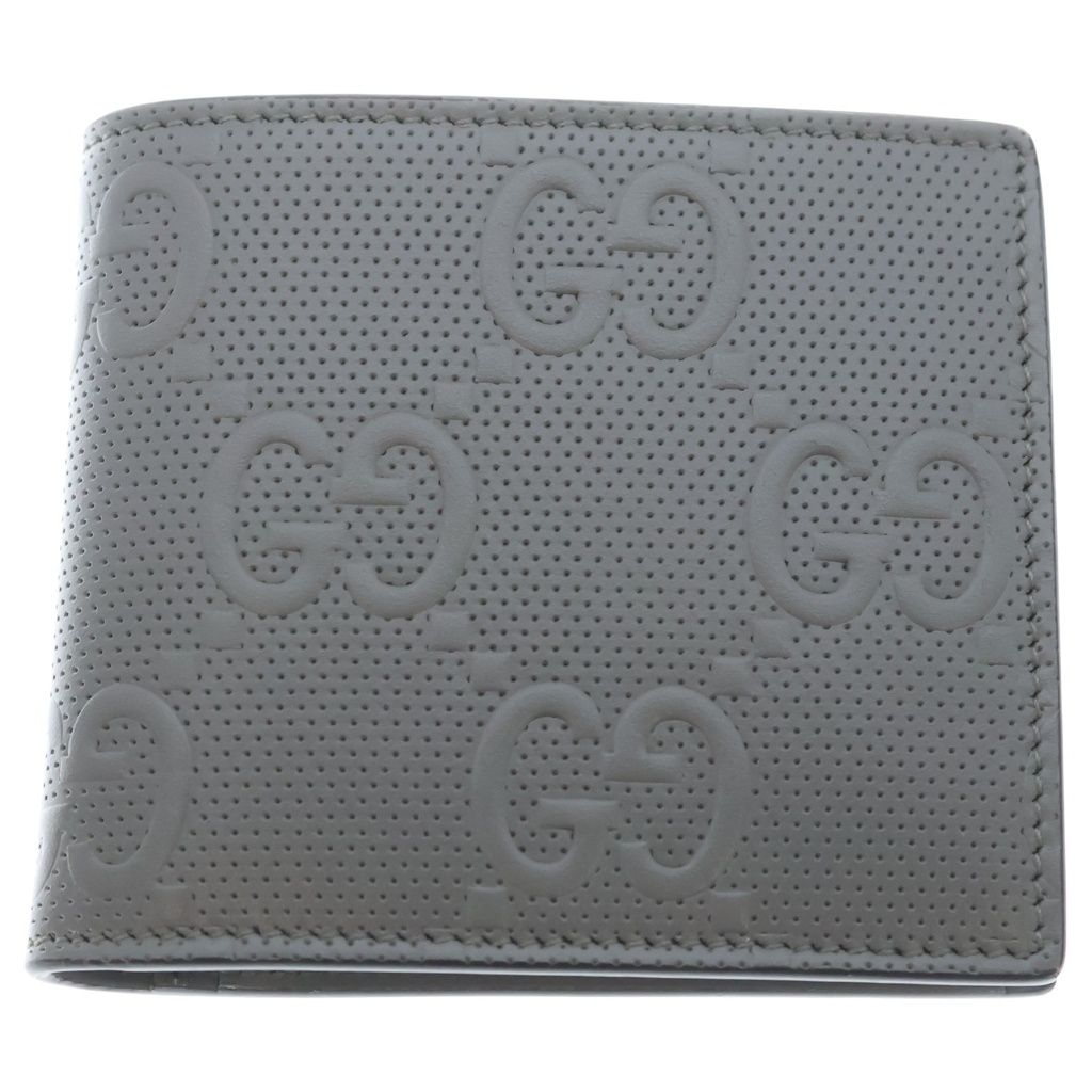 Gucci GG Embossed Leather Compact Wallet Bifold Gray