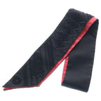Hermes Beads Twilly Precieux Art Deco Silk Black Pink Scarf