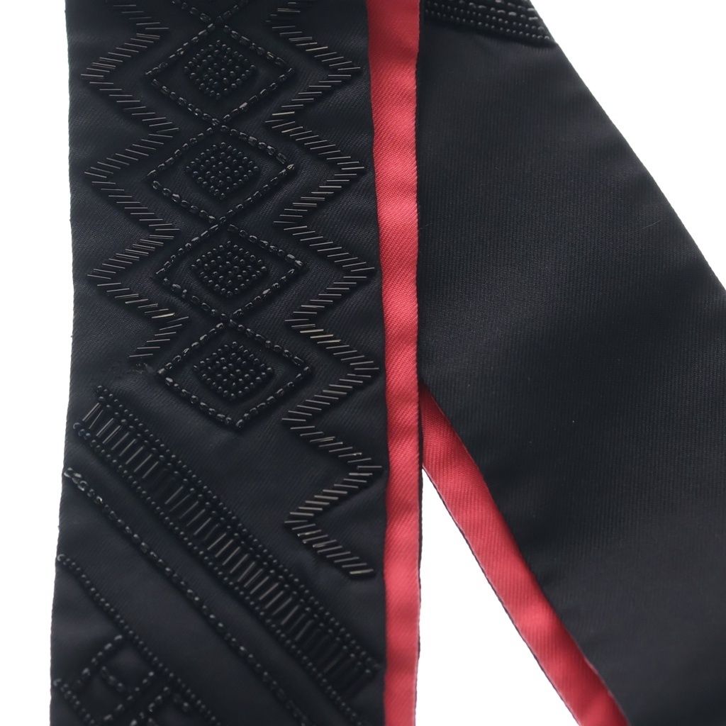 Hermes Beads Twilly Precieux Art Deco Silk Black Pink Scarf — view 2