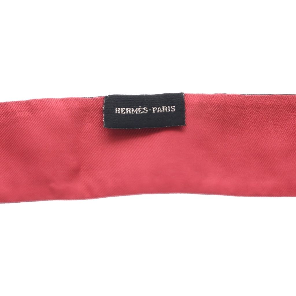 Hermes Beads Twilly Precieux Art Deco Silk Black Pink Scarf — view 4