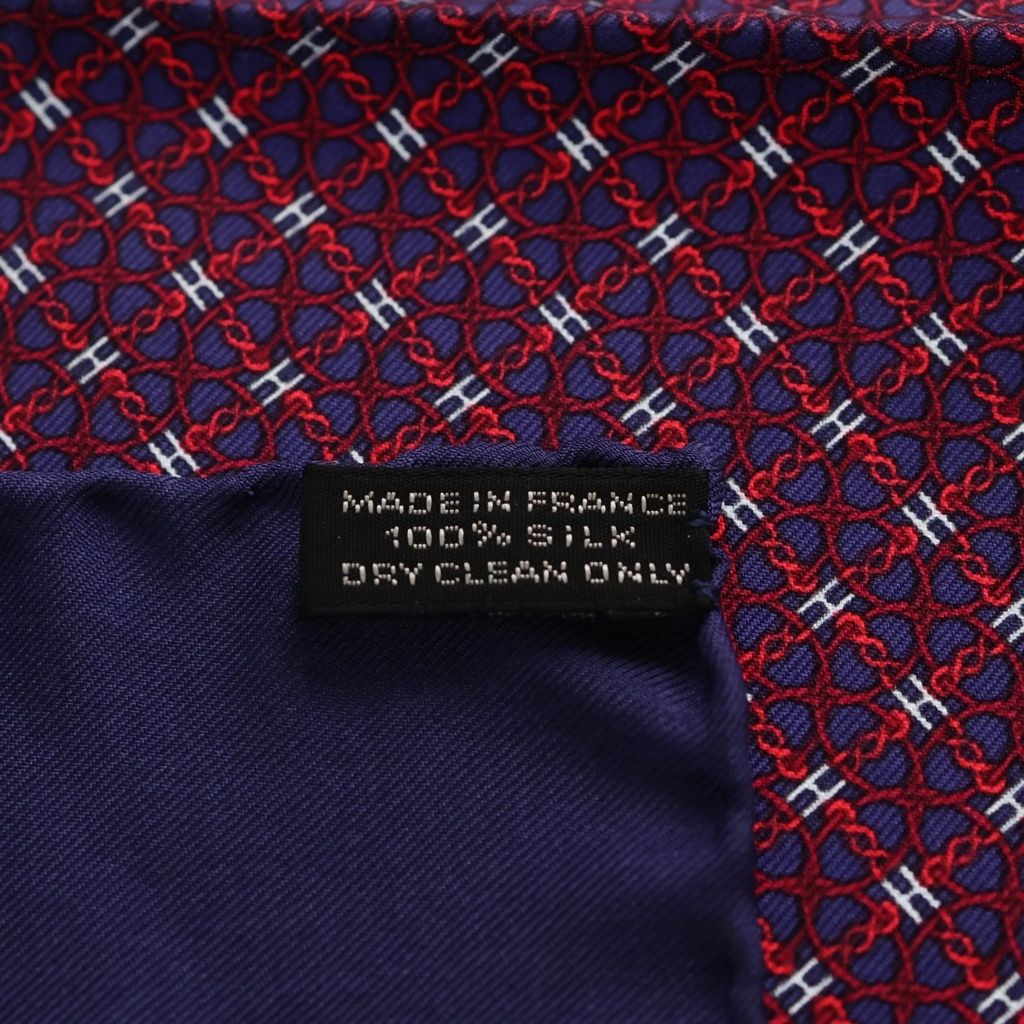 Hermes Carre 40 H Logo All Over Print Silk Scarf Navy Purple — view 4