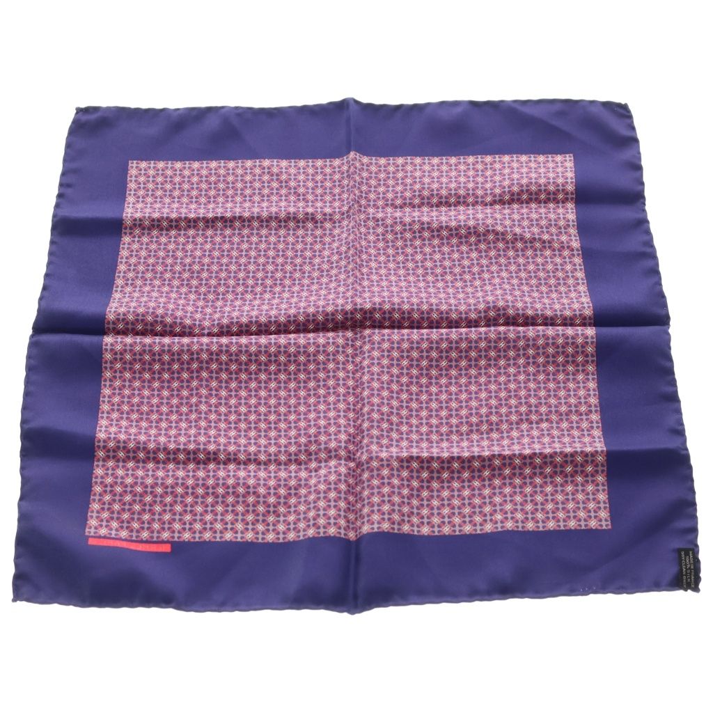 Hermes Carre 40 H Logo All Over Print Silk Scarf Navy Purple — view 2